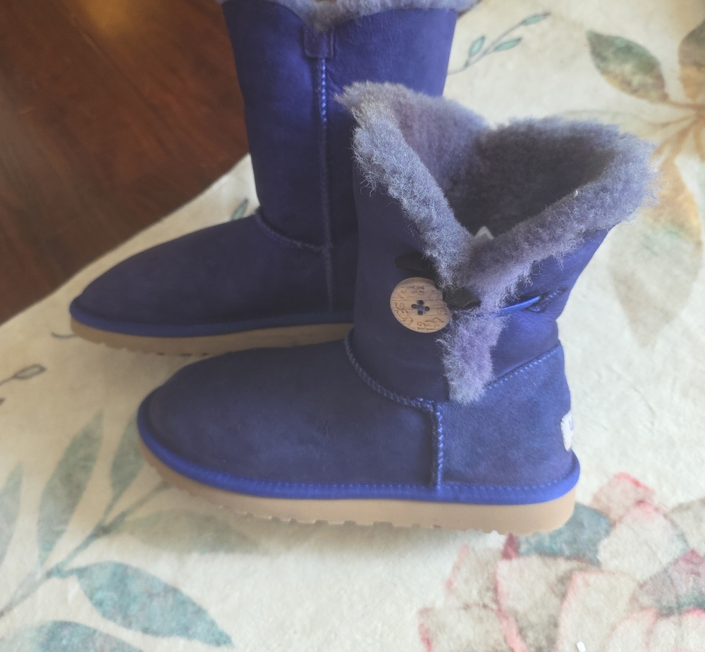 UGG Purple Suede Shearling Button Boots
